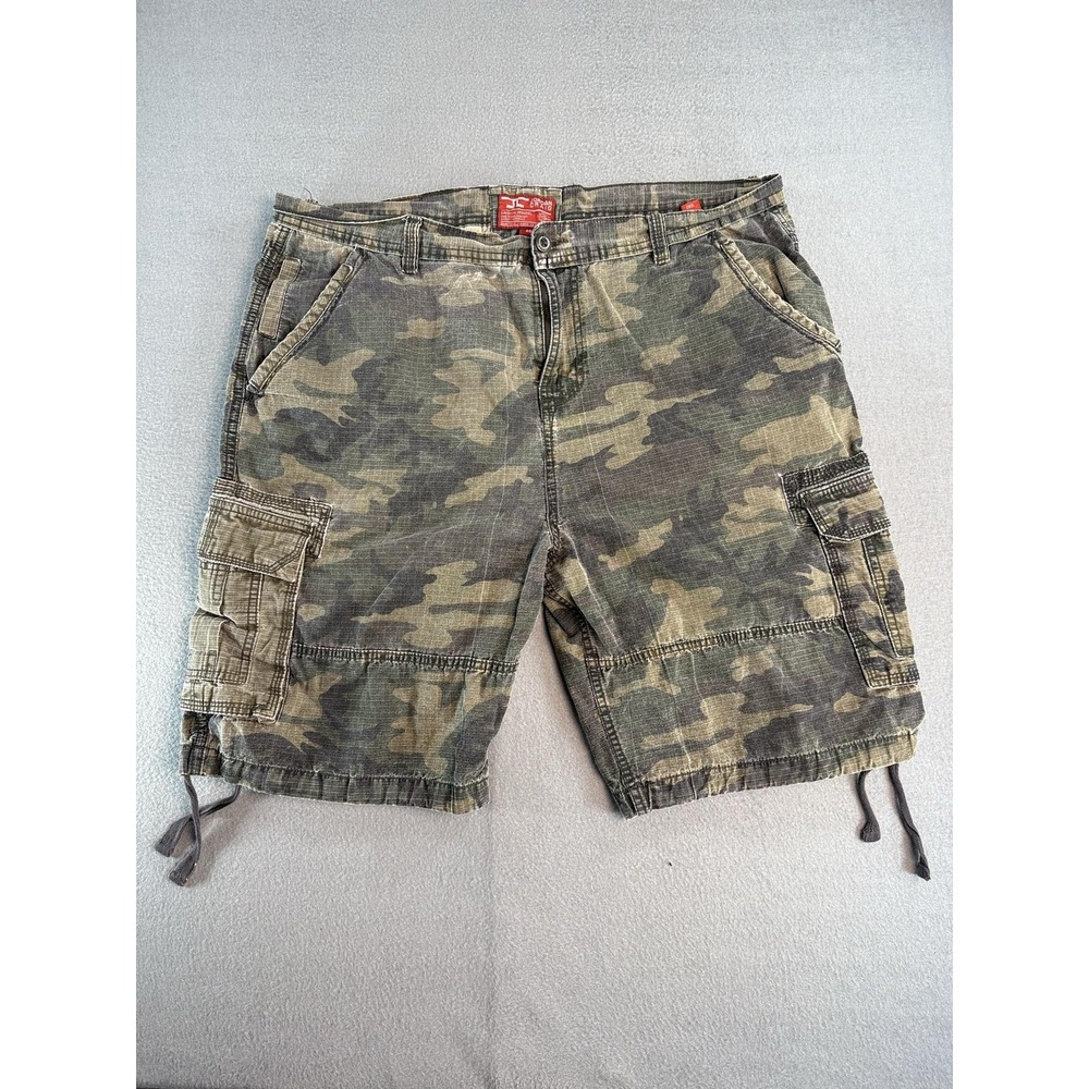 Jordan Craig Cargo Shorts Mens 40 Green Camo Canvas Relaxed 9 Inseam Drawstring